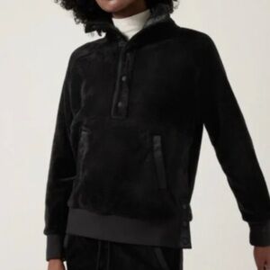 ATHLETA Black Fleece Small Petite Recover Snap Pullover